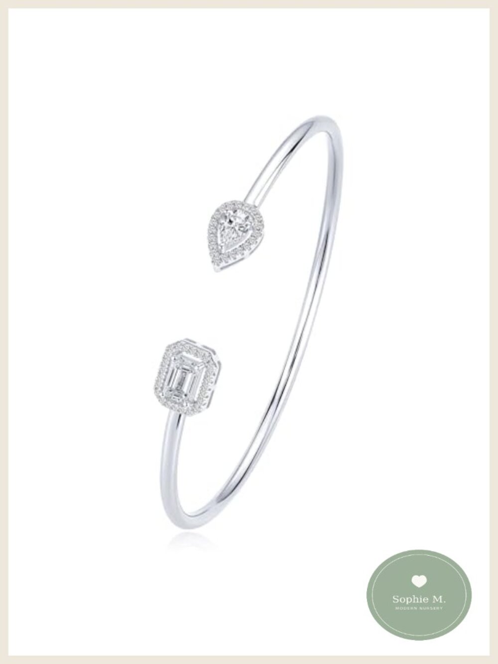 Moissanite Cuff Bangle 925 Sterling Silver Bracelet for Women